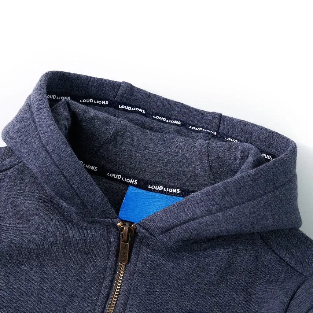 Felpa con Cappuccio e Cerniera per Bambini Blu Scuro MÃ©lange 104cod mxl 84497
