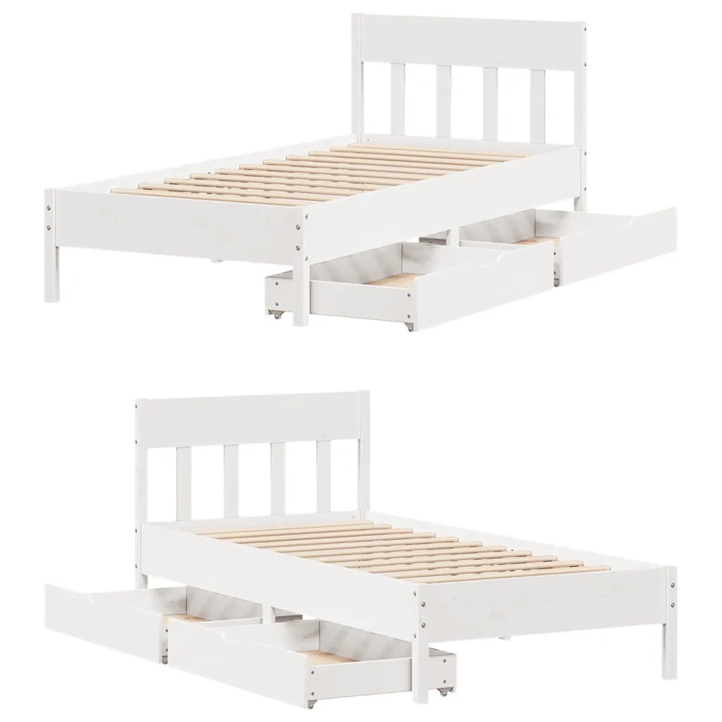 Letto senza Materasso Bianco 90x190 cm in Legno Massello Pino 3301888