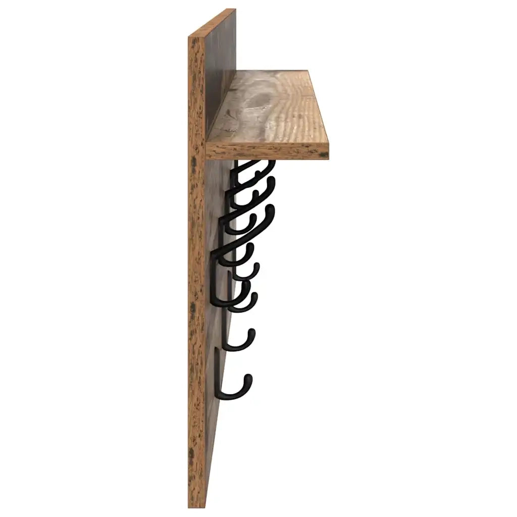 vidaXL Appendiabiti a muro Legno vecchio 80 x 40 x 12 cm