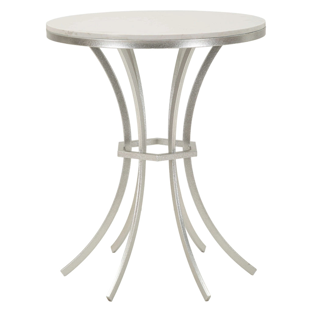 Faka, Tavolino da Salotto Ripiano Effetto Marmo, 56x56x68h cm Bianco Marmo