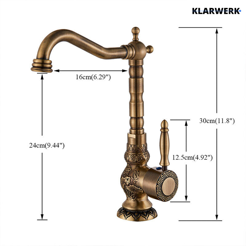 JULIAN | Rubinetto da cucina vintage premium in ottone spazzolato | miscelatore retrò in acciaio inox da cucina Gastro | 2 porte ruotabili a 360°