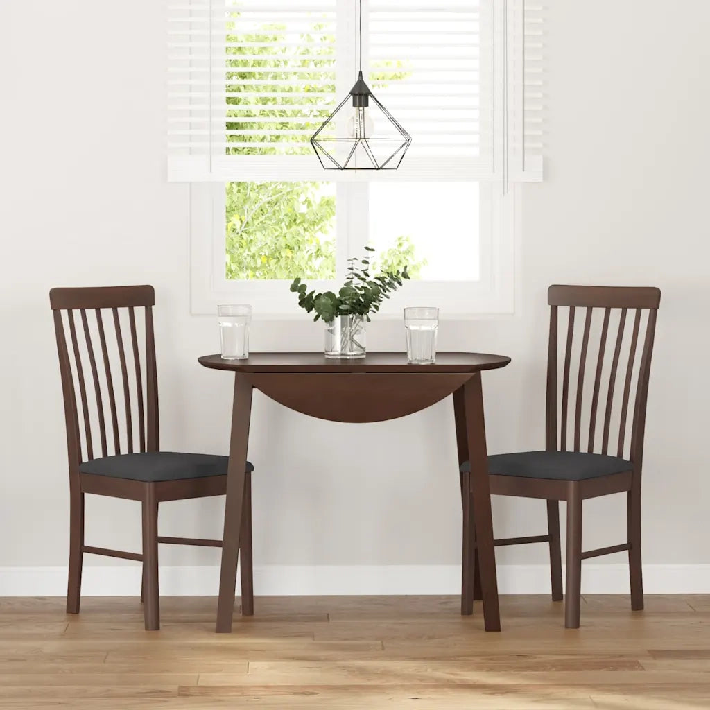 Sedie da Pranzo con Cuscini 2pz Marrone Legno Massello di Hevea 4102500