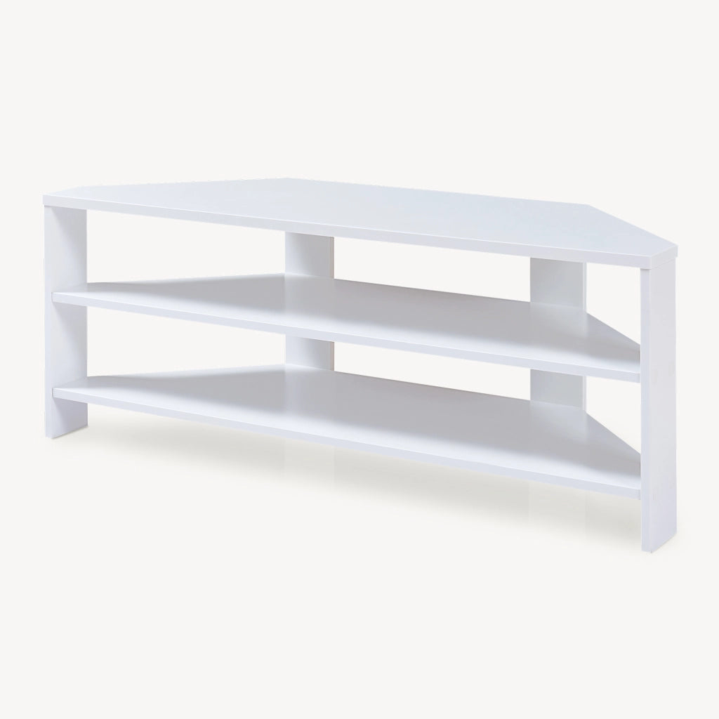 Mobile Porta TV Berg con 2 Ripiani Espositore Angolare 110 x 36 x 42 cm - Bianco [en.casa]