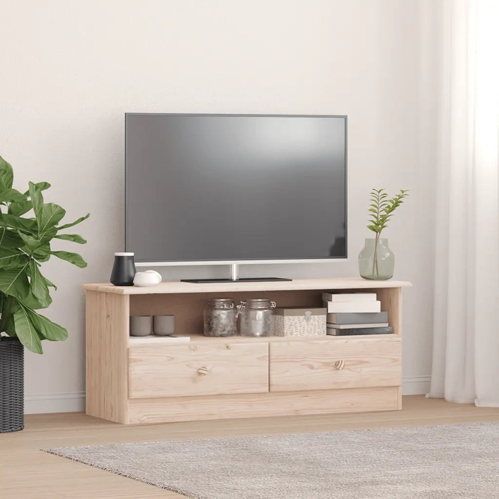 Mobile TV con Cassetti ALTA 100x35x41 cm Legno Massello di Pinocod mxl 80356