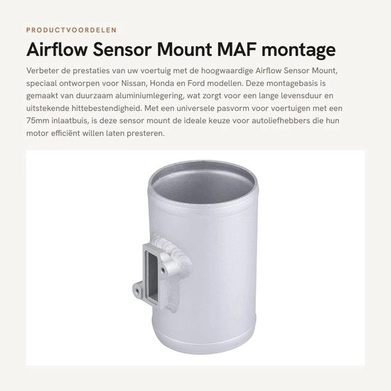 Misuratore di flusso d'aria con leva di alta qualità in alluminio - Adattatore di flusso d'aria con beugel - Adattatore MAF - Beugel di misuratore di flusso d'aria di aspirazione - Universale - Installazione facile - Adattatore di flusso d'aria