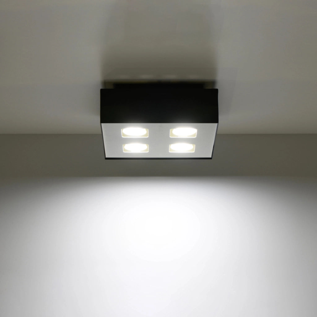 Lampada da soffitto monocromatica blu zaffiro 4x10W LED GU10 acciaio quadrato minimalista