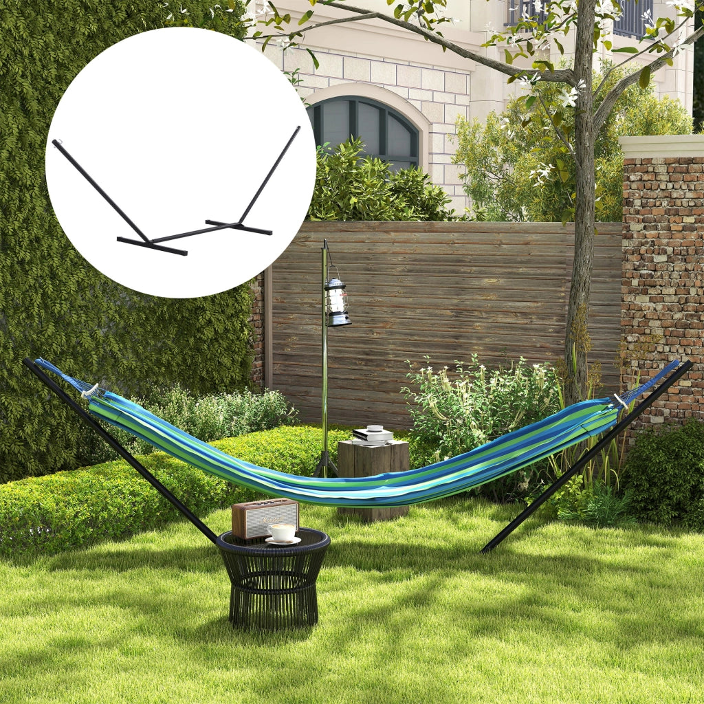 Supporto per Amaca 330-360 cm in Metallo con Bordi in Gomma, 360x92x112 cm, Nero