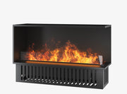 Camino a Vapore Elettrico Bifacciale Angolare a Destra 120x50x40 cm Invapo Corner P1200 con Ricarica Automatica Nero