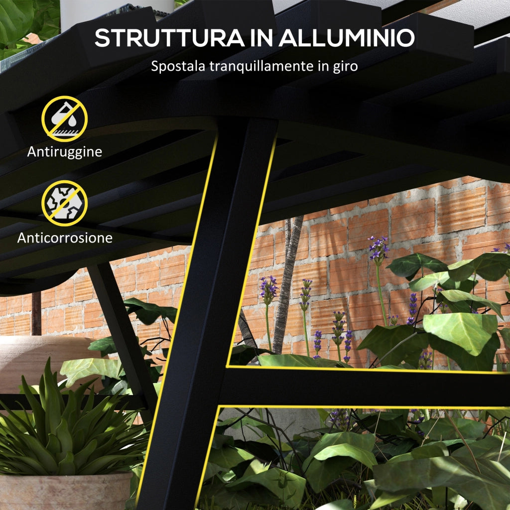 Panchina da Esterno in Alluminio a 2 Posti a Doghe, 123x67x79cm, Nero