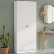 Scarpiera Erinni, Mobile portascarpe, Armadio da ingresso multiuso, Mobiletto per calzature, 69x35 h170 cm, Bianco