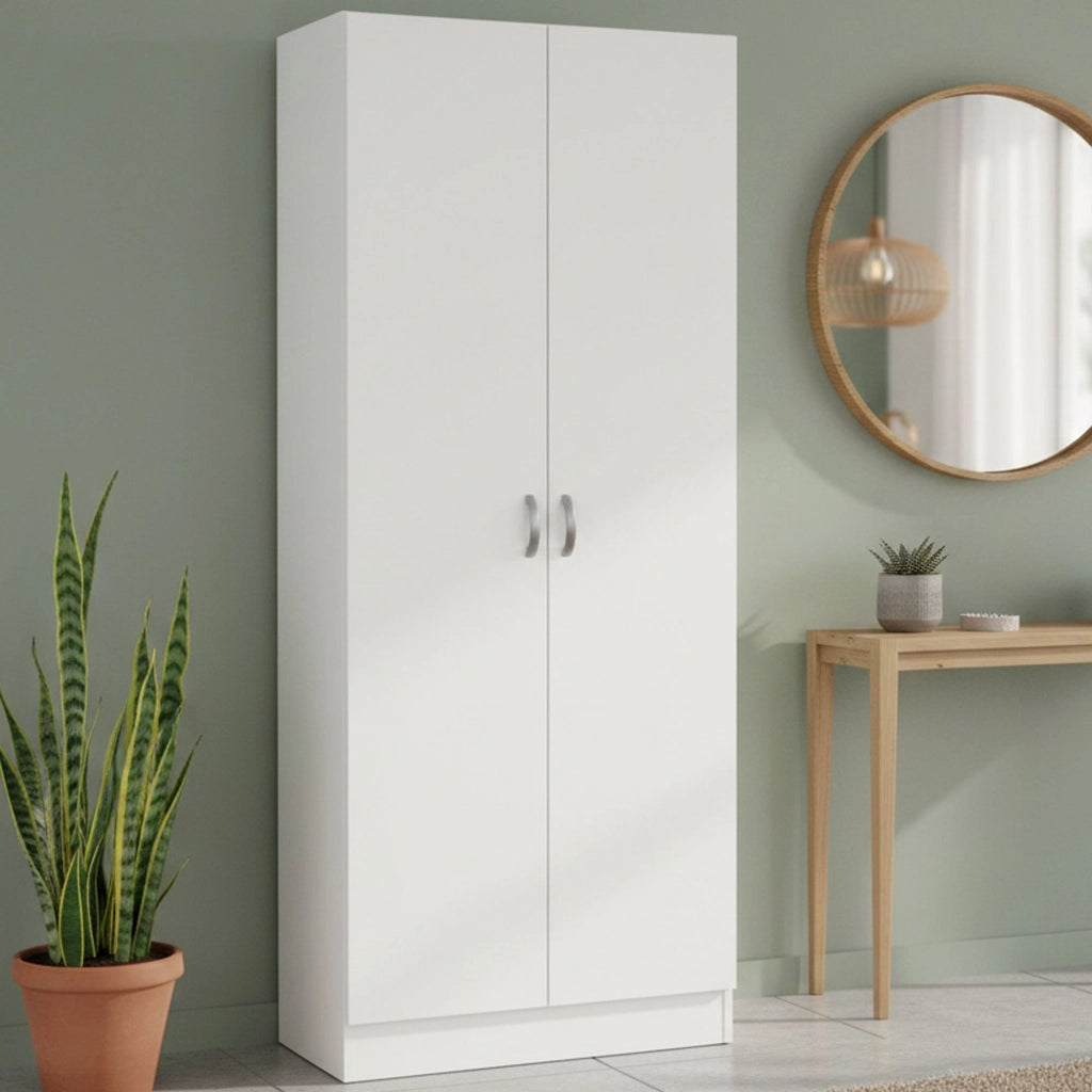 Scarpiera Erinni, Mobile portascarpe, Armadio da ingresso multiuso, Mobiletto per calzature, 69x35 h170 cm, Bianco