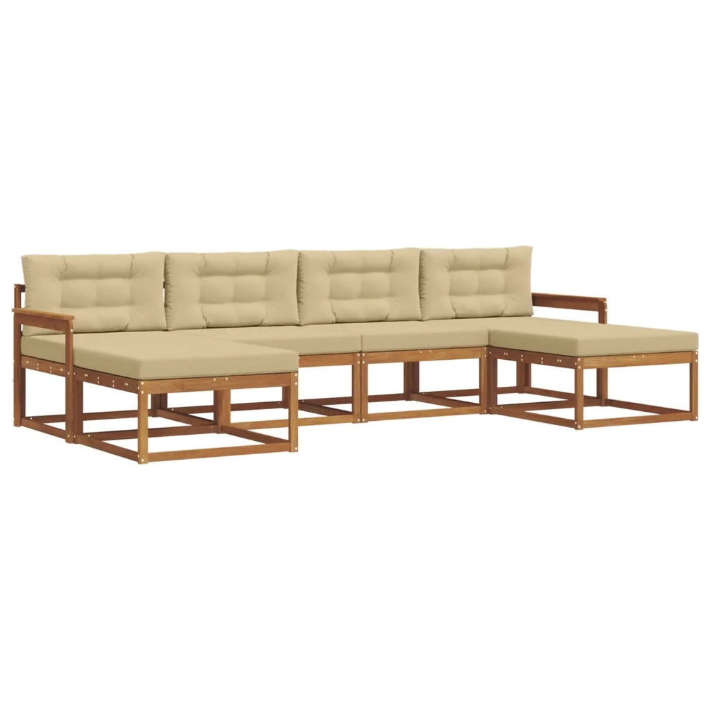 Set di divani da esterno con cuscino 6 pcs Naturale e Beige