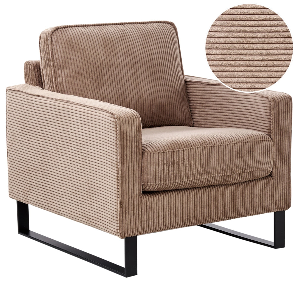 Poltrona in velluto a coste beige Soggiorno stile Moderno contemporaneo