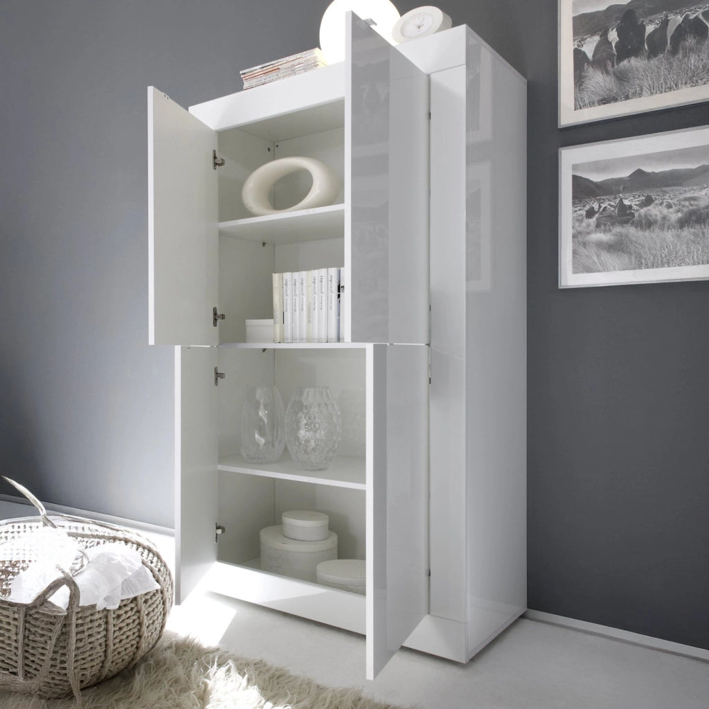 Madia Sampeyre, Credenza 3 Ripiani, 101.4x42x161.2h cm Bianco Lucido