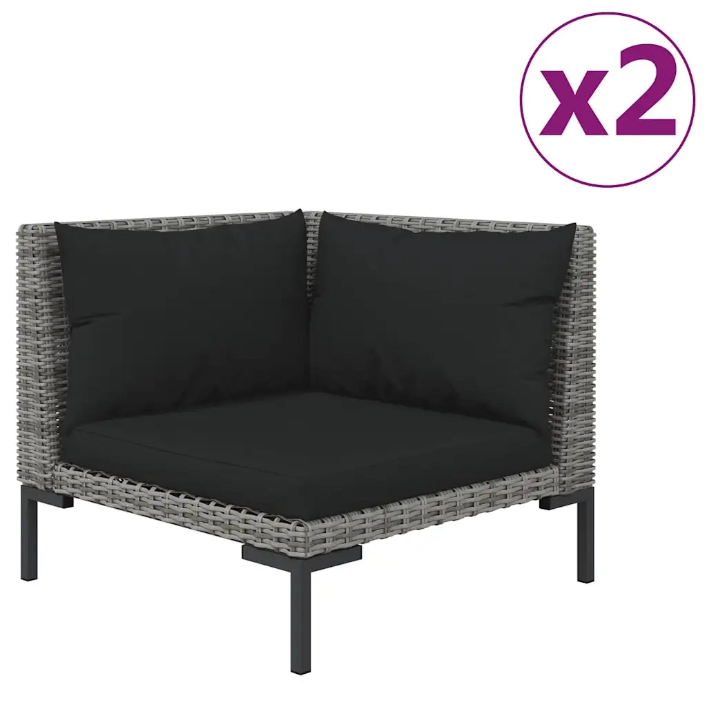 Salotto da Giardino-Set Divani da Giardino 3 pz Grigio Scuro Polyrattan Mezzo Tondo 560209