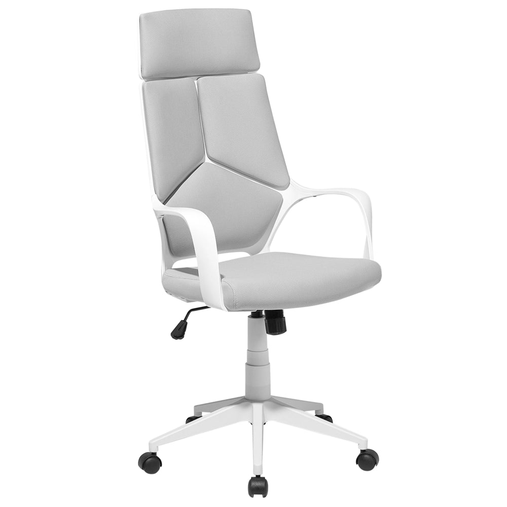 Sedia da ufficio in tessuto grigio e bianco girevole per computer da scrivania Seduta regolabile Schienale reclinabile