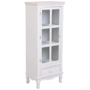 Vetrina in legno e vetro con 1 anta e 1 cassetto bianco 48x32x120