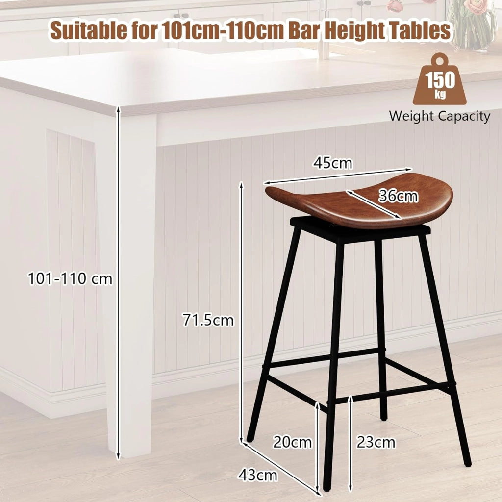 Set di 2 sgabelli da cucina, girevoli a 360°, sedia da bar imbottita in ecopelle, con poggiapiedi, sgabello da bar, altezza della seduta: 71,5 cm, per cucina, sala da pranzo, marrone