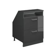 Mobile sottotetto Rion Antracite lucido/Antracite 60 x 83.8 cm con 2 cassetti, carcassa 60 cm profondità Vicco