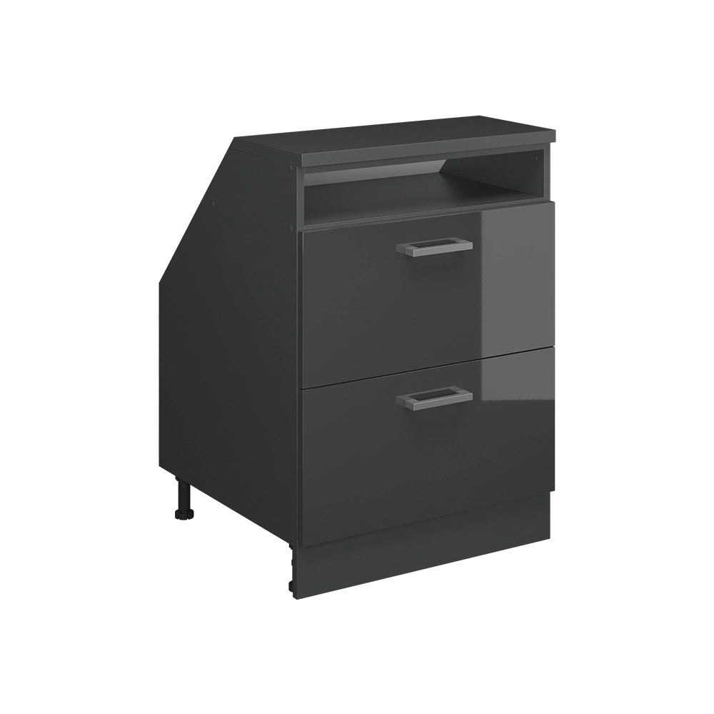 Mobile sottotetto Rion Antracite lucido/Antracite 60 x 83.8 cm con 2 cassetti, carcassa 60 cm profondità Vicco