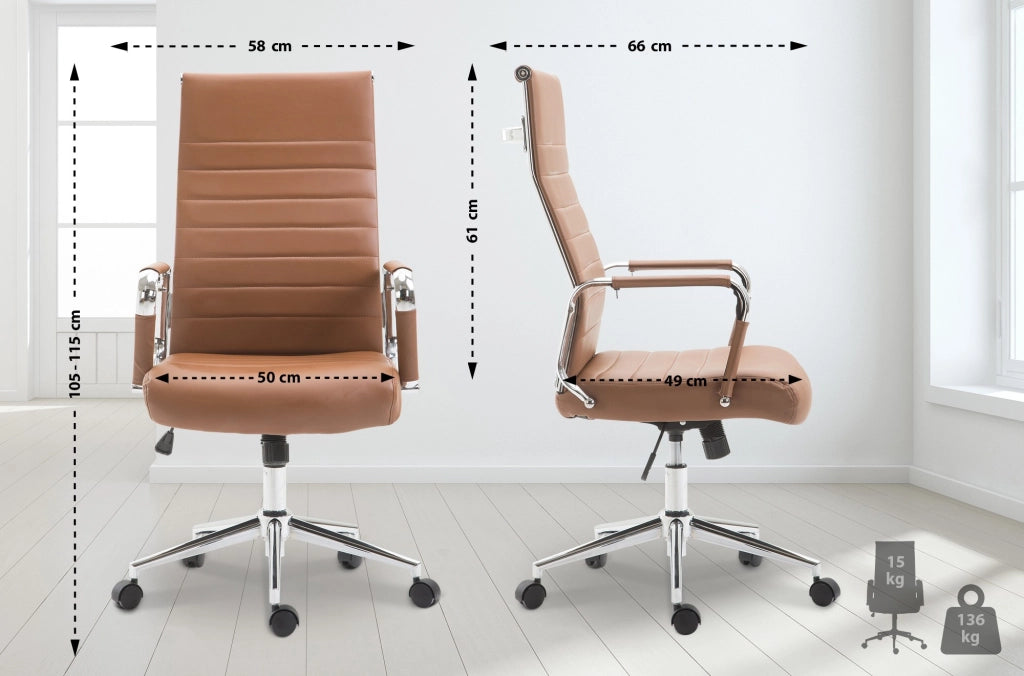 Sedia ufficio Kolumbus in similpelle marrone chiaro