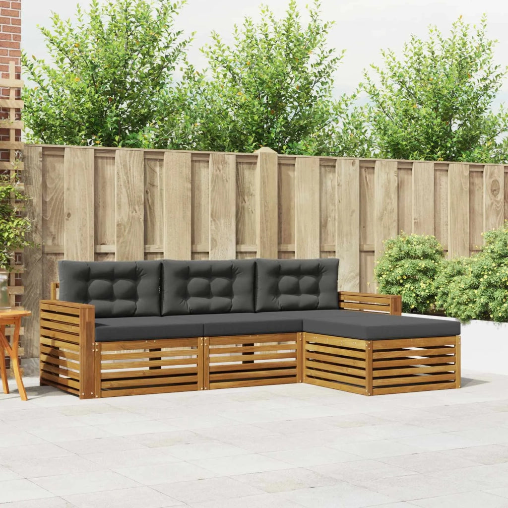 Set di divani da esterno con cuscino 4 pcs Naturale e Antracite 3373267