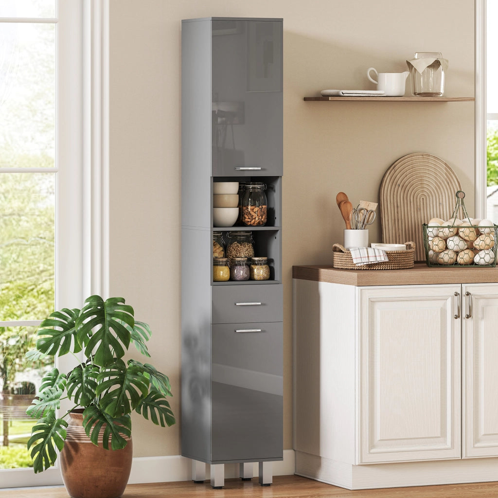 Mobile bagno con cassetto e ripiani regolabili ¨C Xylo ¨C Grigio