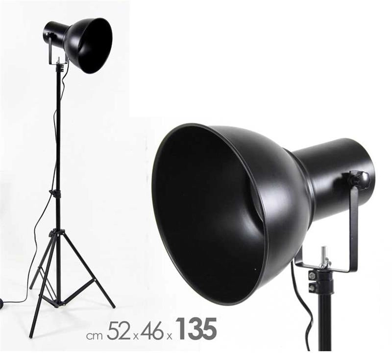 INDUSTRIAL LAMPADA A PIANTANA RICHIUDIBILE IN METALLO 52 X 46 X 135 CM  NERO