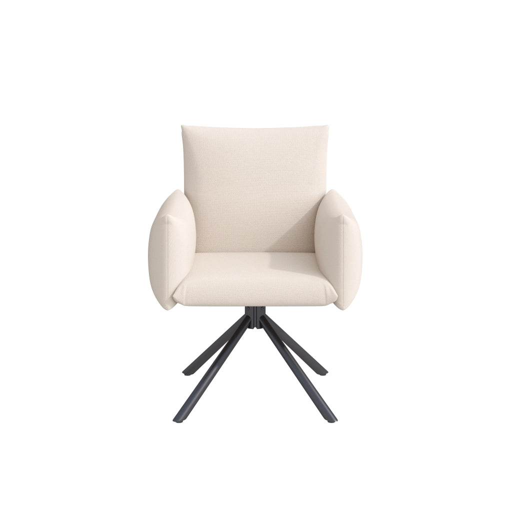 Sedie da Pranzo Set 2 Pezzi Girevoli Imbottite ¨C MINIMAL ¨C Metallo, Lino, Beige