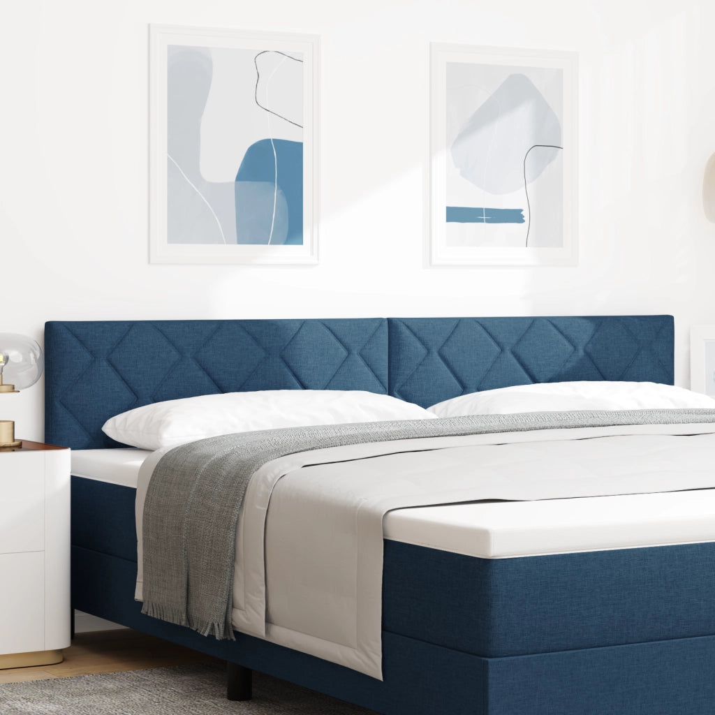 Testata Letto LED Design a Blocchi di Diamante Blu 200 cm Tessuto