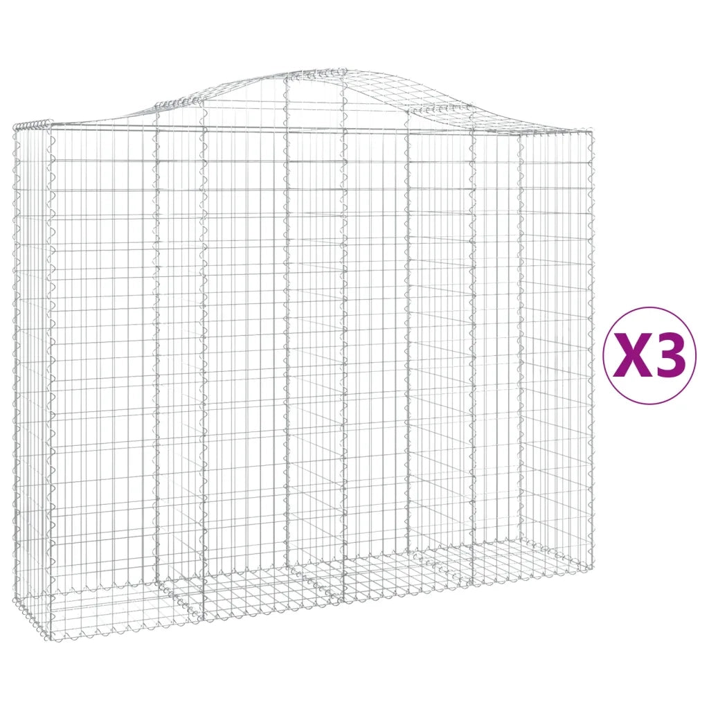 Cesti Gabbioni ad Arco 3 pz 200x50x160/180 cm Ferro Zincato 3145704