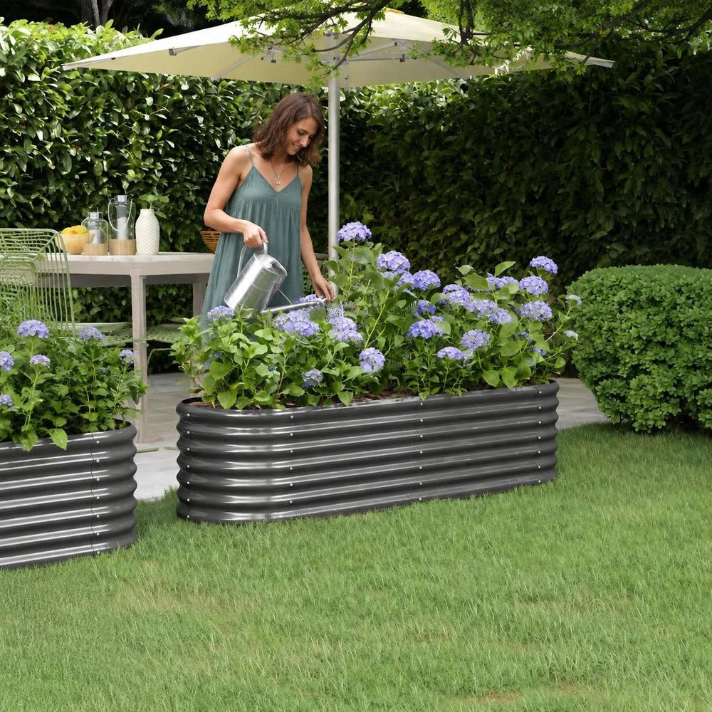 Raised Bed Galvanized Steel 152x40x36 Cm Gray