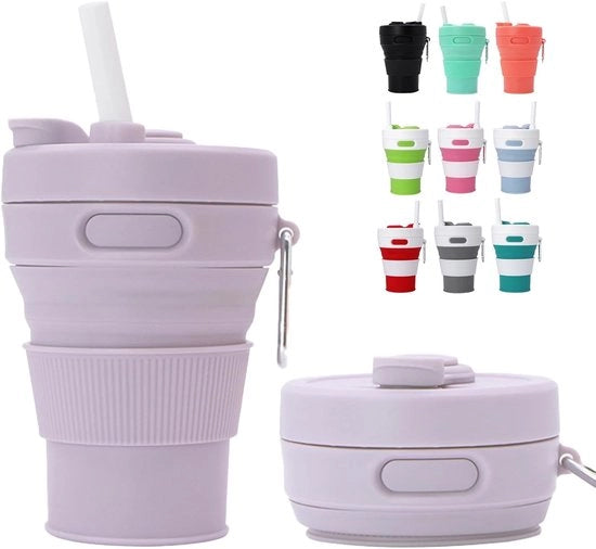 10 pezzi di Bicchieri per Caffè in Silicone Opacos, 15 oz (450ml), in Viola, Riscaldabili, Impermeabili, Reutilizzabili, adatti per Ufficio, Palestra e Attività all'Aperto