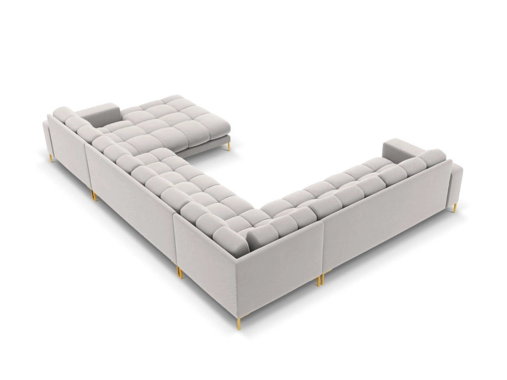 Cosmopolitan Design - Divano panoramico sinistro "Bali" 7 posti in velluto argento 