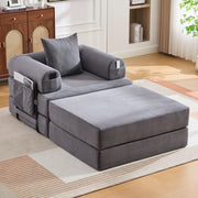 Poltrona Relax con Poggiapiedi e Cuscino ¨C MINIMAL ¨C Tessuto a Coste, Struttura in Metallo