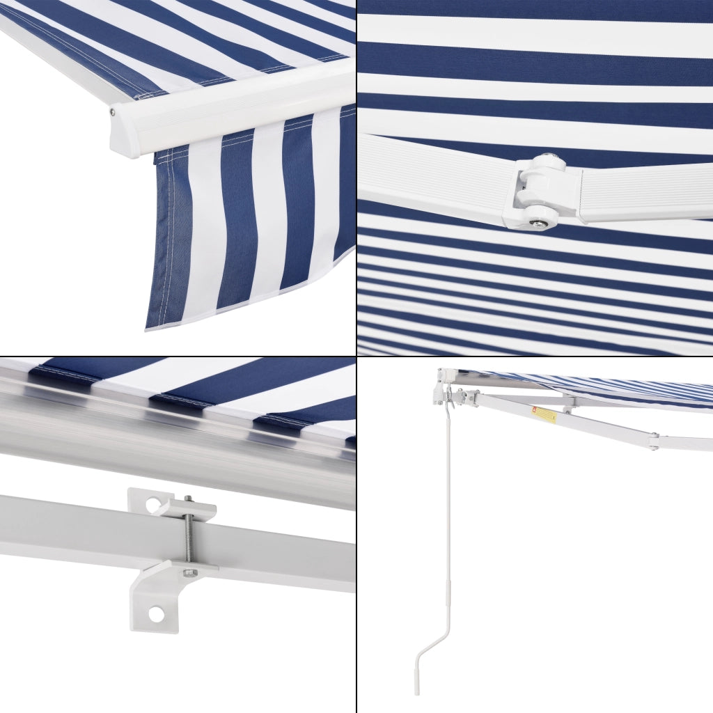 Tenda da Sole a Muro Bitonto con Bracci Estensibili e Manovella 350 x 250 cm (LxP) Blu/Bianco [en.casa]