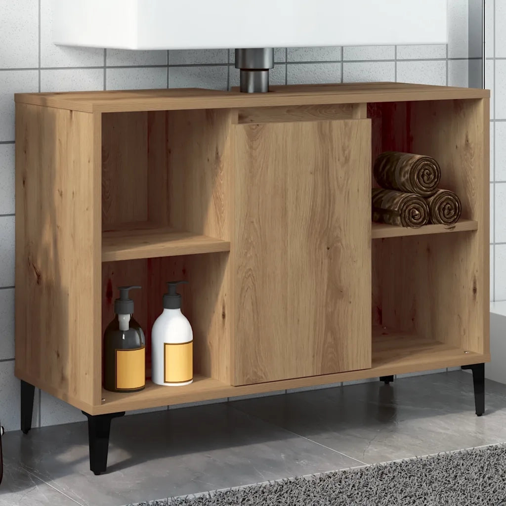 Mobile Lavabo Rovere Artigianale 80x33x60 cm Legno Multistrato 857136