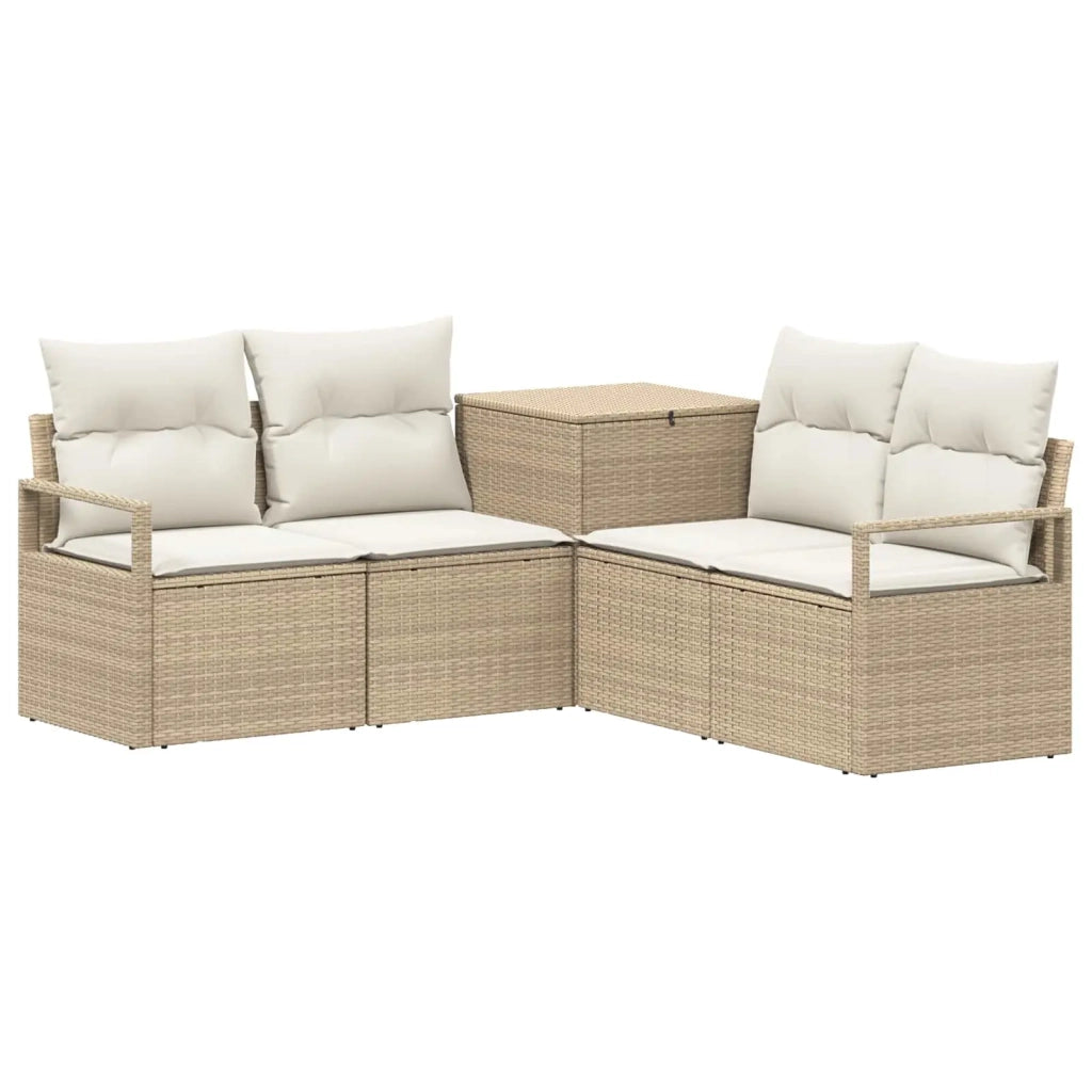 Set di divani 5 pz Beige e Bianco Crema 3447802