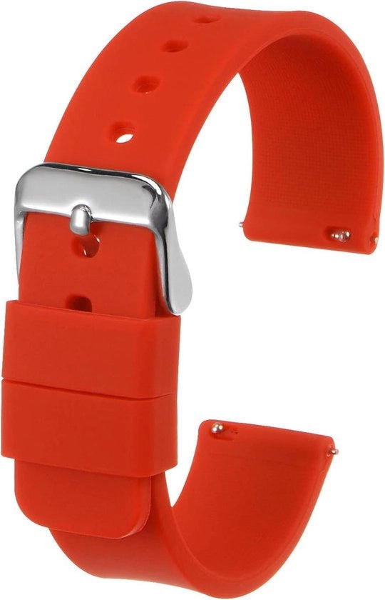 Cinturino orologio in silicone 16mm con chiusura rapida e fermaglio in acciaio inox, morbido gomma, cinturino orologio sostitutivo in rosso per uomini e donne.