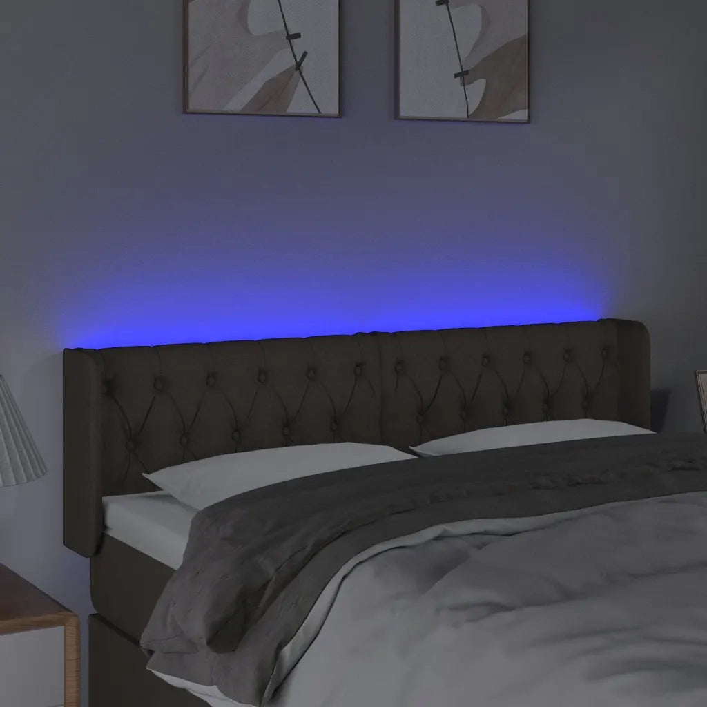 Testiera a LED Tortora 163x16x78/88 cm in Tessuto