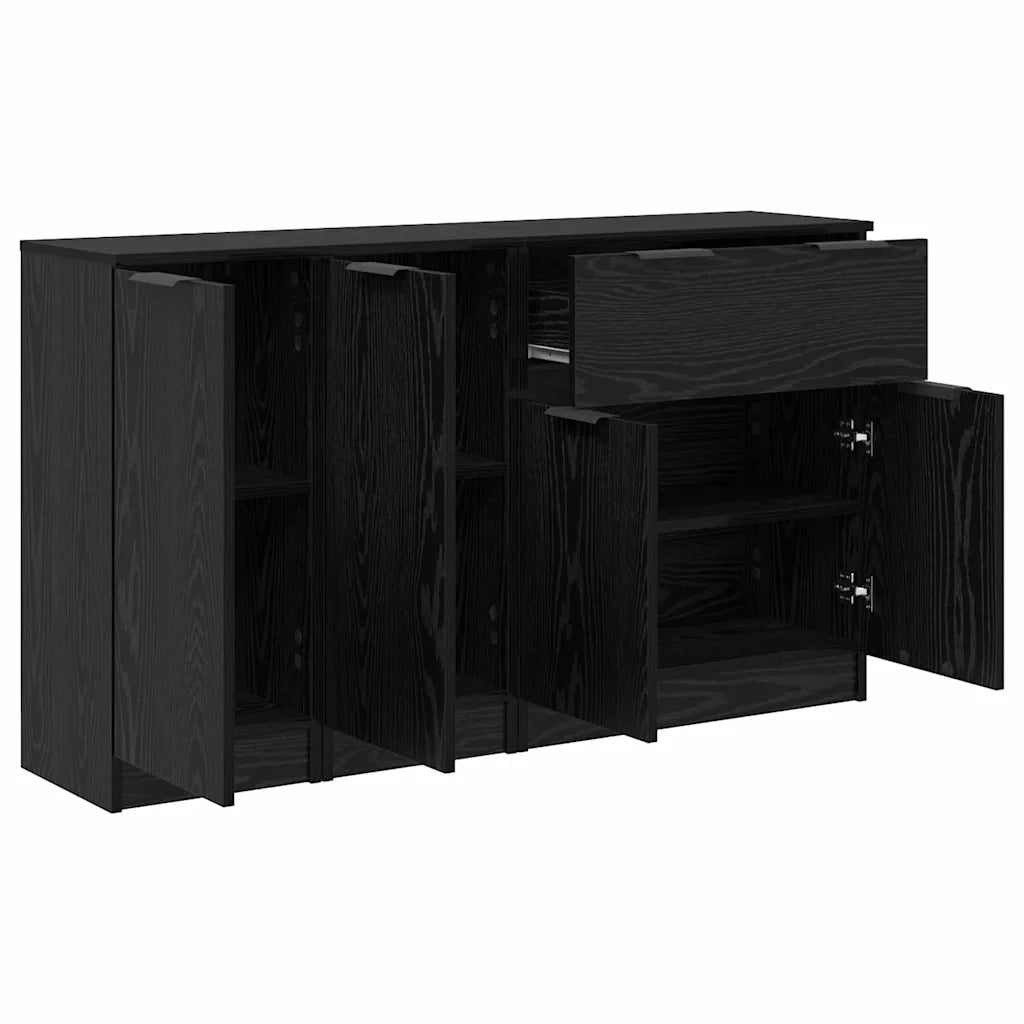 Credenza con cassetto 3 pcs Rovere nero Legno multistrato 3416163