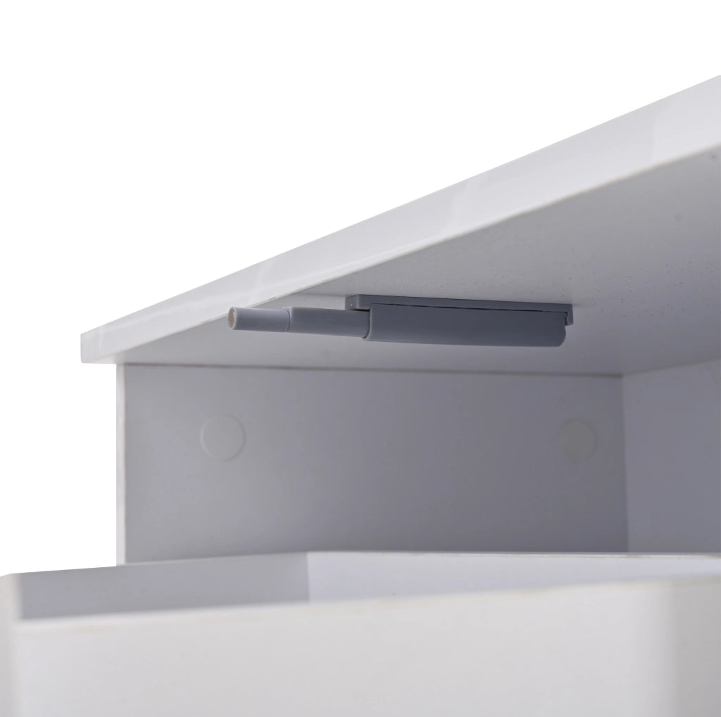 Tavolino da caffè alzabile 100x50x40 cm con contenitore; cassetto e LED Bluetooth; bianco