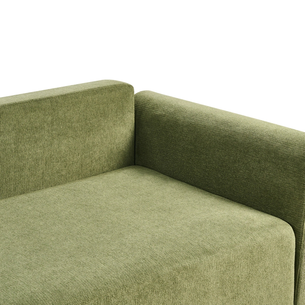 Divano letto in tessuto verde Rivestito con meccanismo Click-Clack Sleeper con contenitore Stile minimalista con braccioli