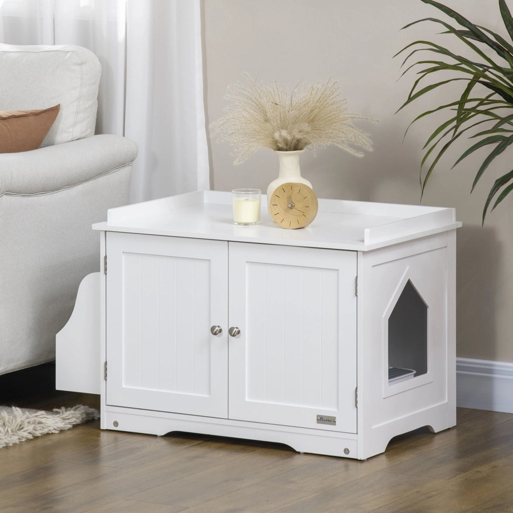 ARMADIETTO LETTIERA PER GATTI 86x48x52 cm MDF Bianco