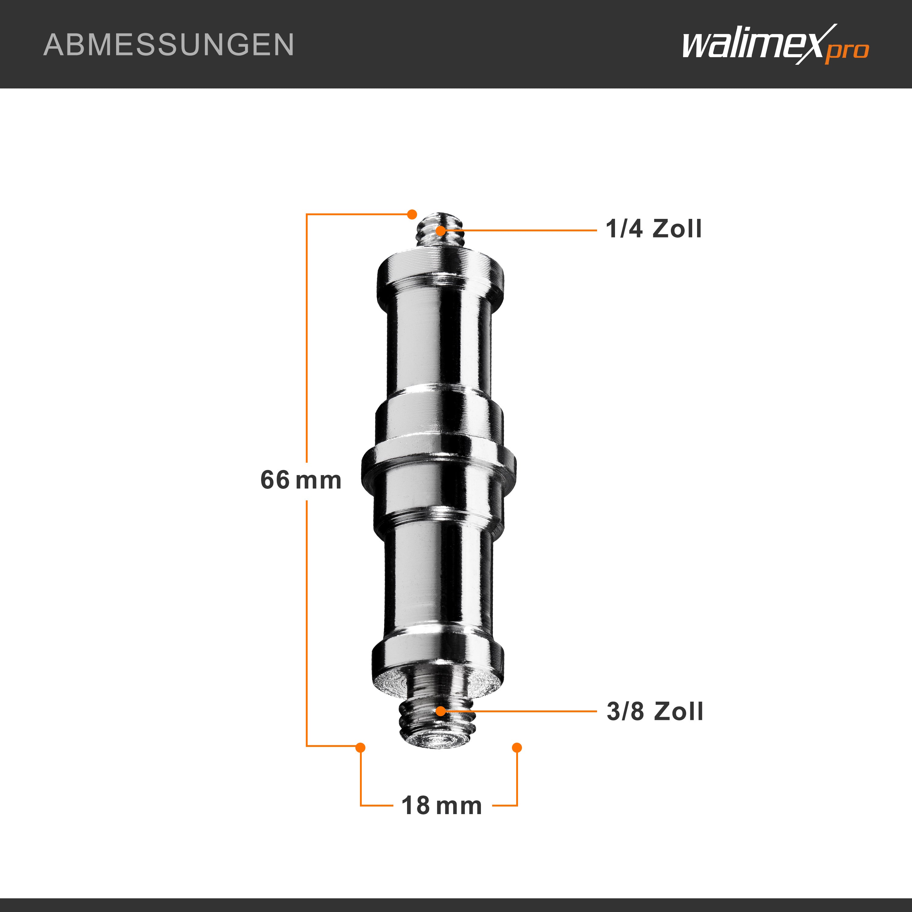 Walimex Set 4 adattatori spigot 5/8" con filettatura da 3/8" e 1/4" - per collegamento accessori fotocamere e stativi - Fotografia in studio