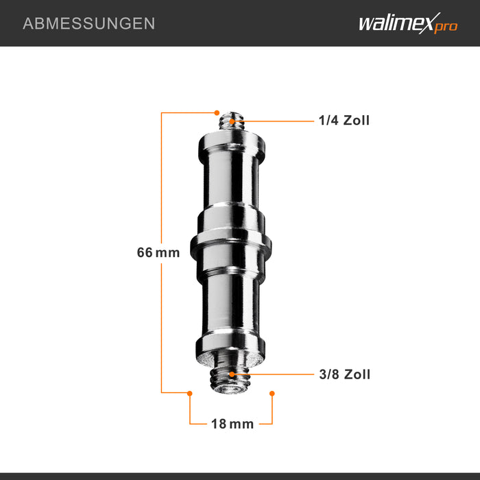 Walimex Set 4 adattatori spigot 5/8" con filettatura da 3/8" e 1/4" - per collegamento accessori fotocamere e stativi - Fotografia in studio