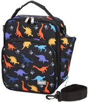 Borsa da picnic per bambini, borsa trasportabile e riutilizzabile con contenitori per bottiglia, borsa da pranzo per scuola e picnic (dinosauro nero)