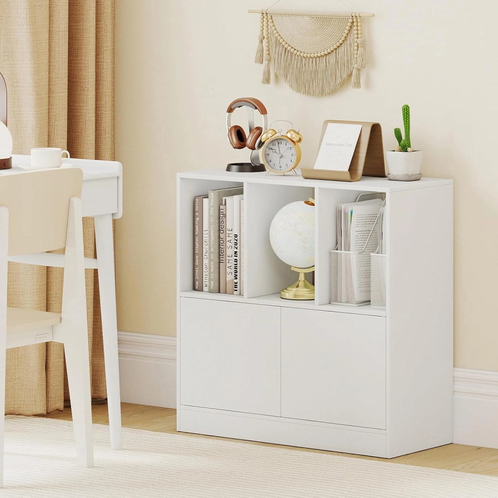 Libreria Moderna 70x30x70 cm, Armadio 3 Livelli + 3 Cubi Scaffali Aperti, Mobile Portaoggetti per Soggiorno Ufficio Camera da Letto