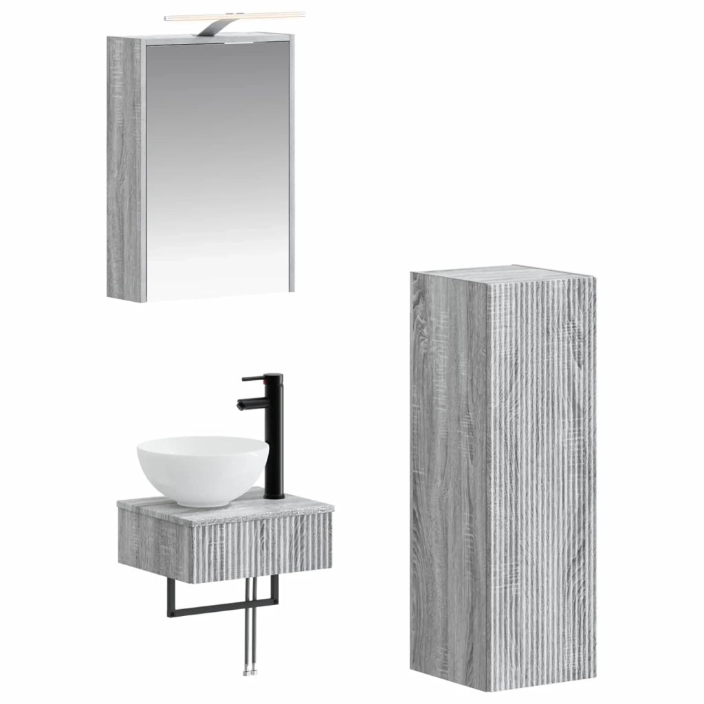 Set di Armadi da Bagno 4 pcs Sonoma grigio 43 x 16 x 62,5 cm 3407372