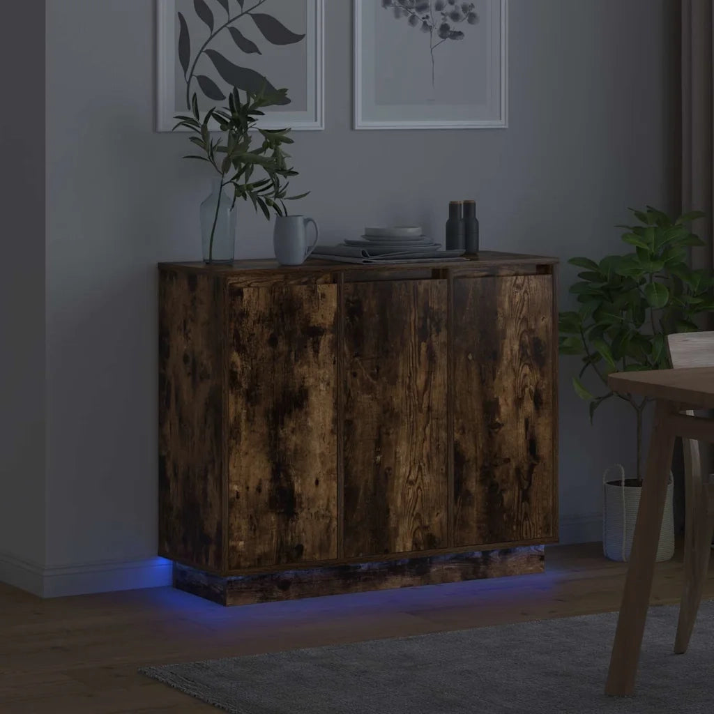 Madia LED Rovere fumé 90 x 32 x 75 cm Legno multistrato 869678